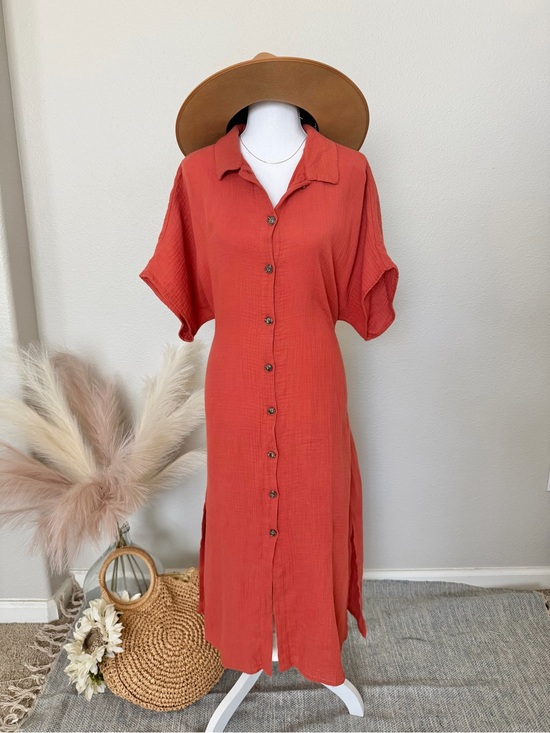 Gilli Dresses & Skirts - 100% Cotton - Gilli Rust Shirt Dress with Button Front